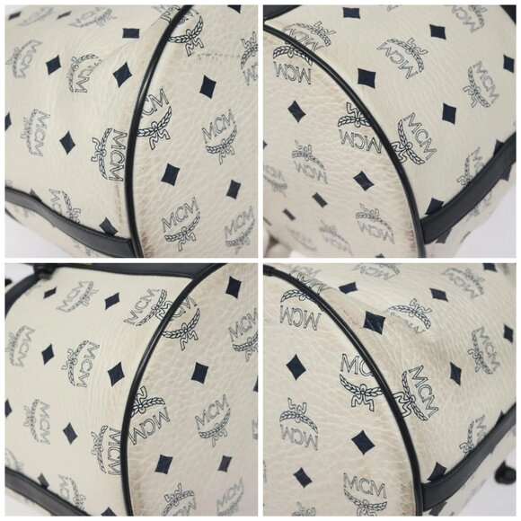 MCM Vicetos Logogram Shoulder Bag PVC Leather White Auth 114486 - Picture 16 of 16